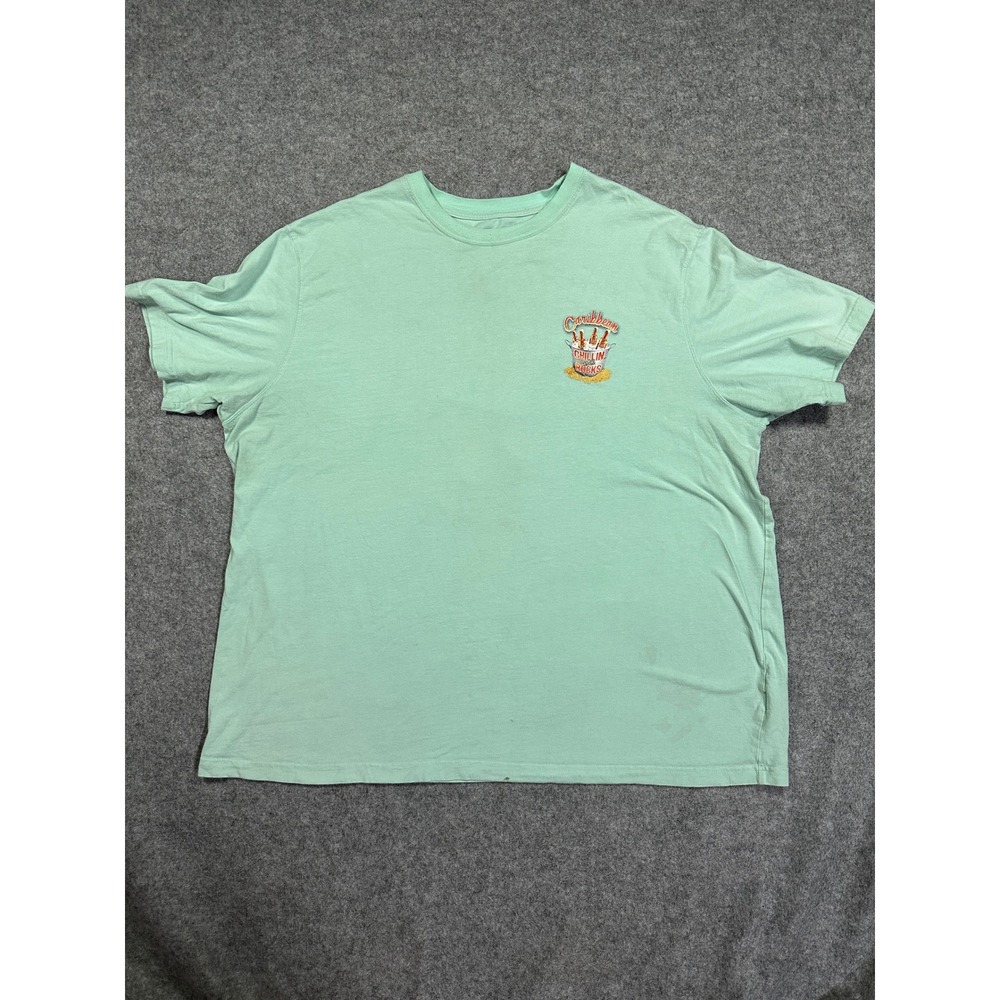 Caribbean Chillin on the Rocks Graphic Tee 3XT Mint Green Cotton Parrot Beer